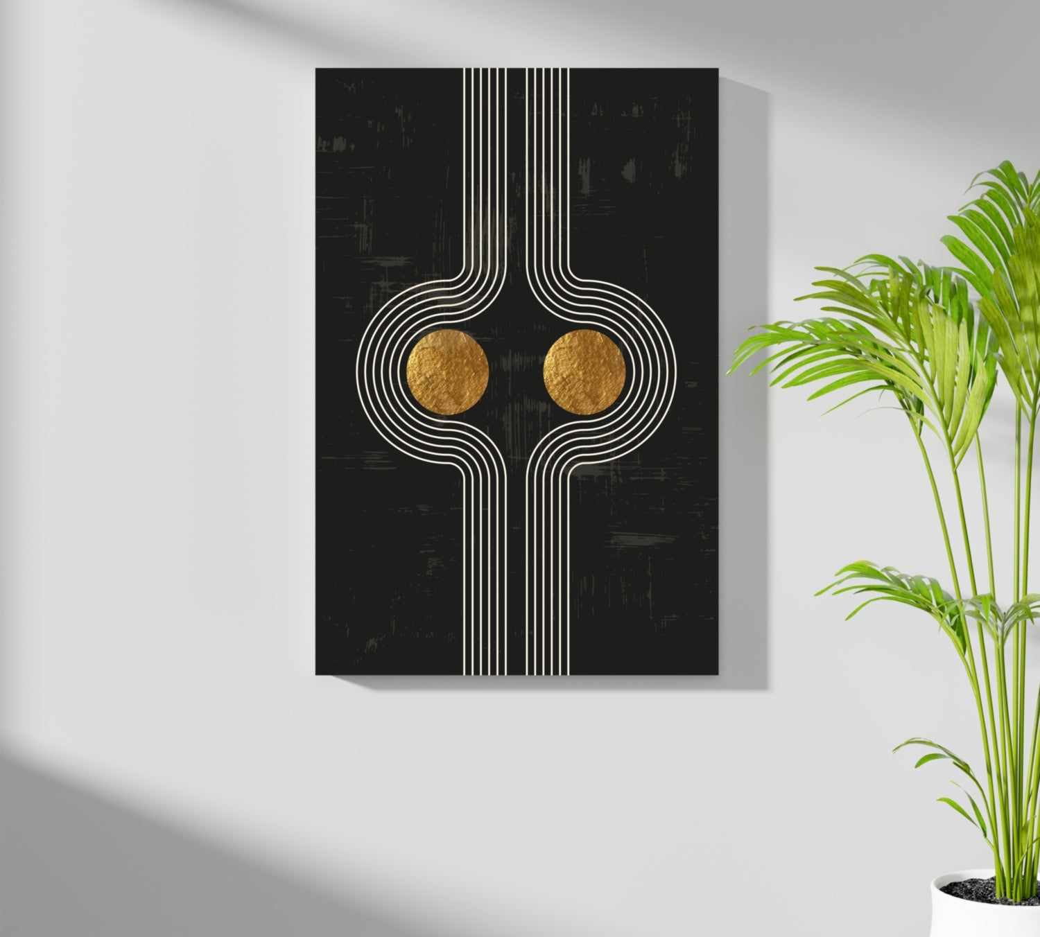 Abstract Line Art Dots and Lines Aluminum Print.