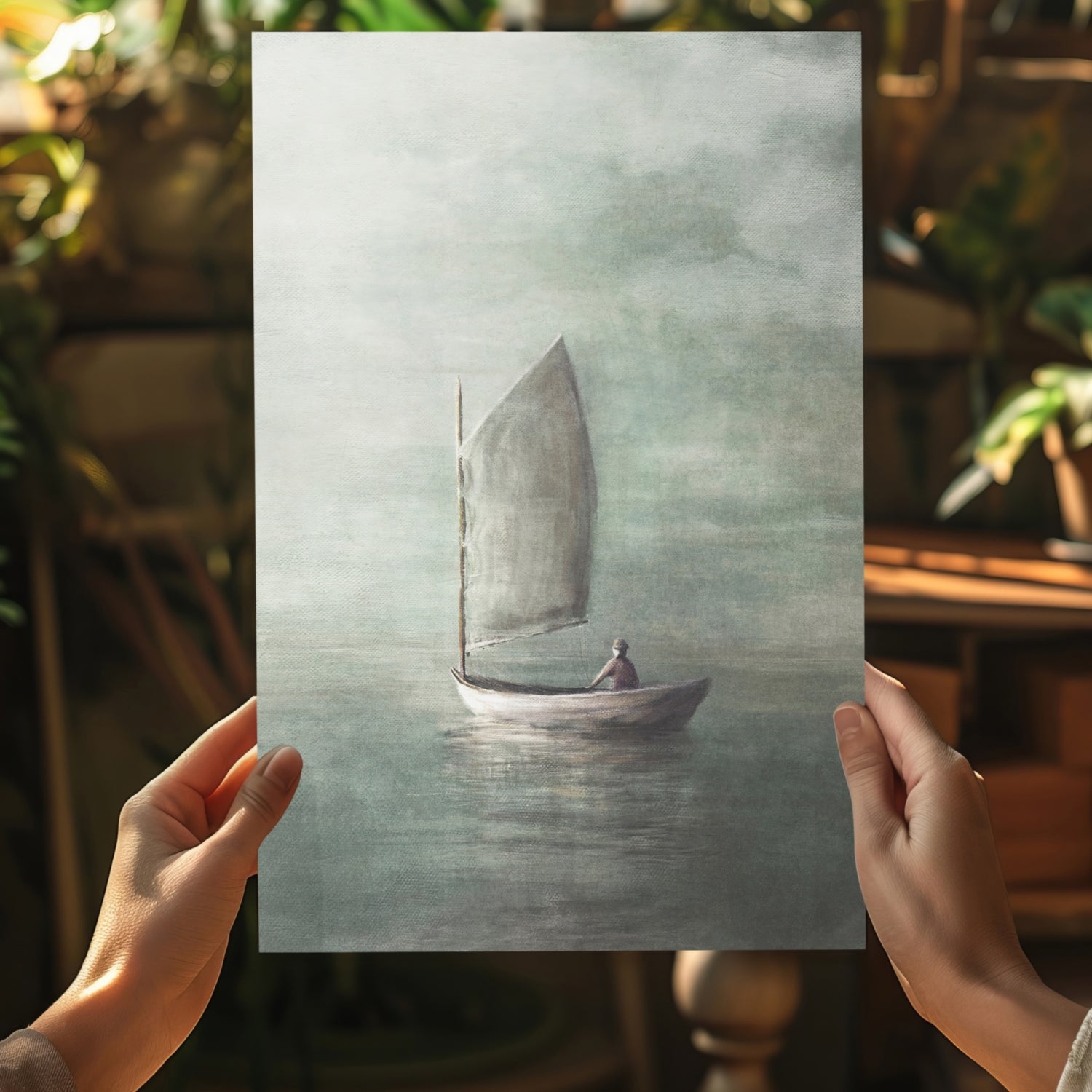 Sail in Mist Aluminum Print.