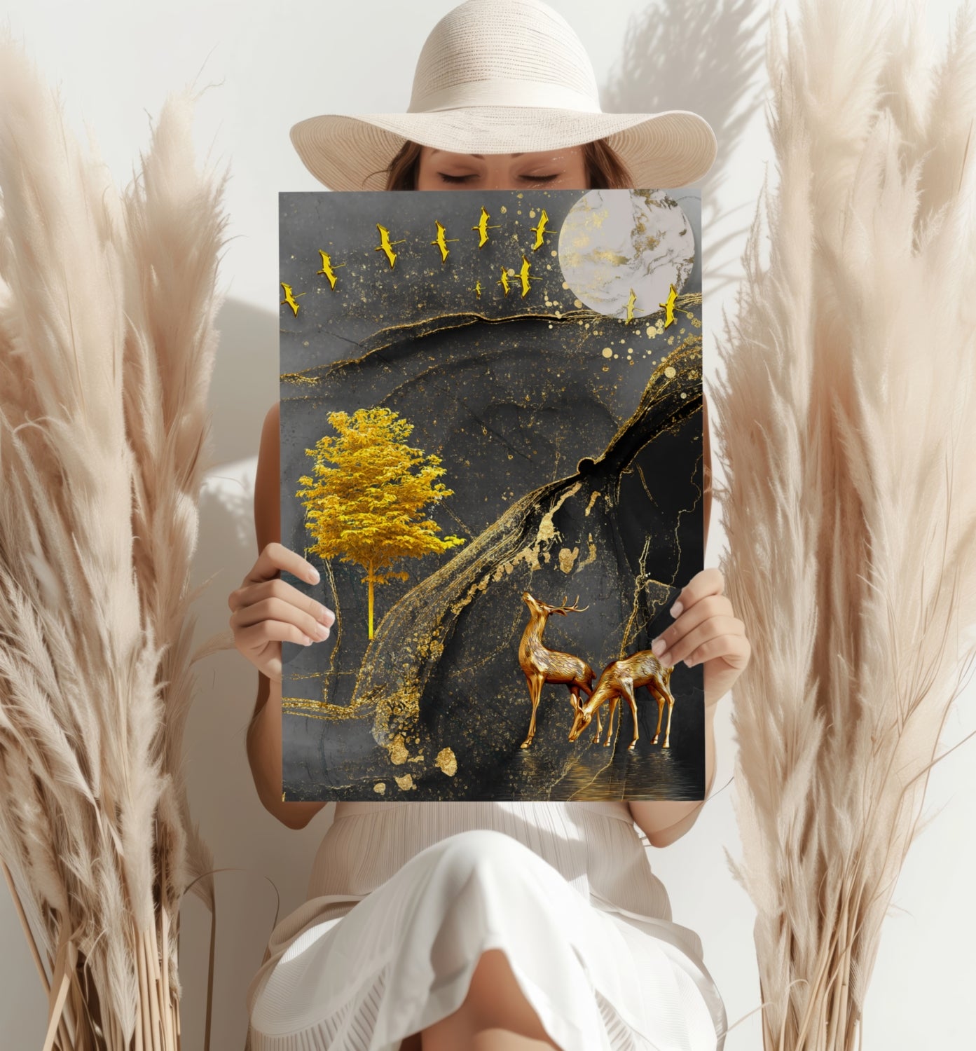 Abstract Deers Aluminum Print.