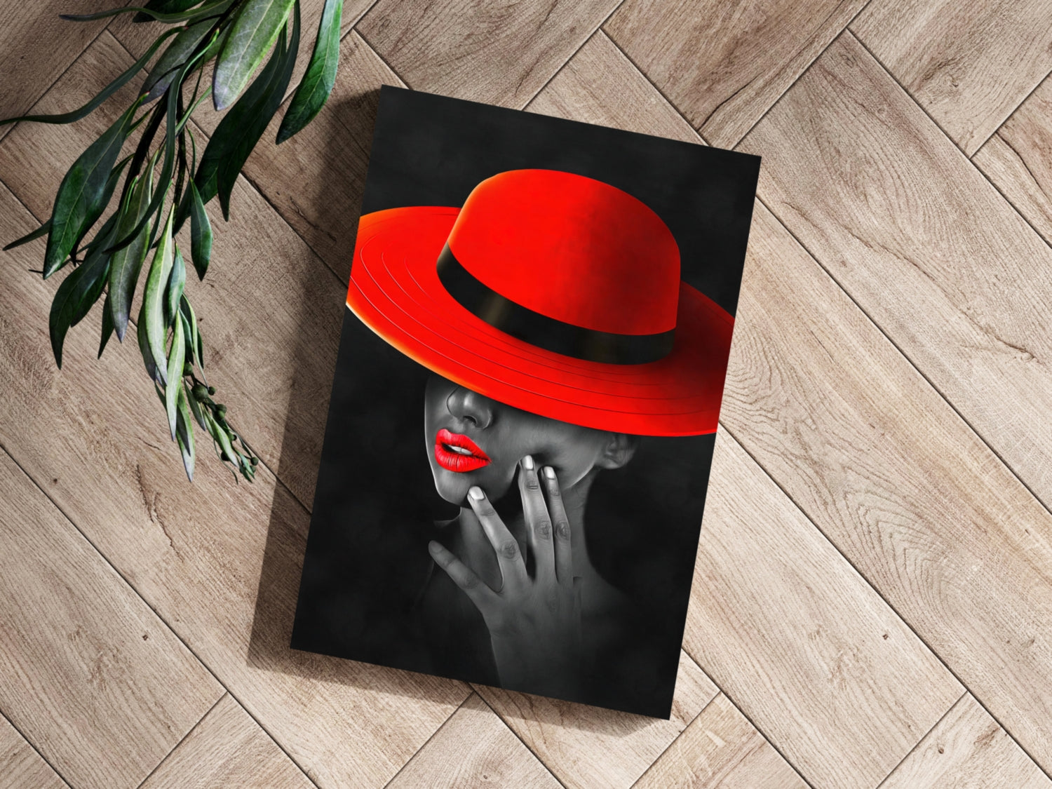 Woman with Red Hat Aluminum Print.