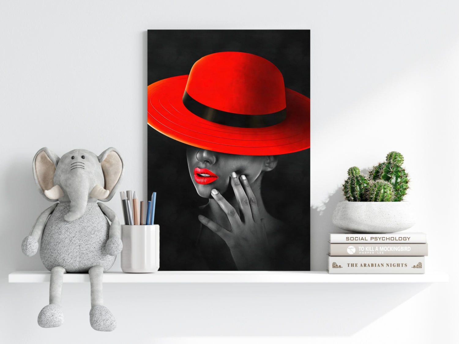Woman with Red Hat Aluminum Print.