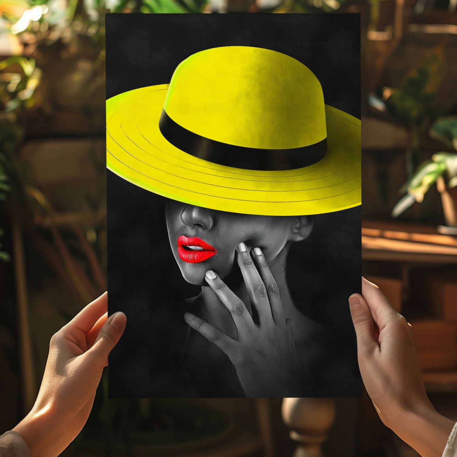 Woman with Yellow Hat Aluminum Print.