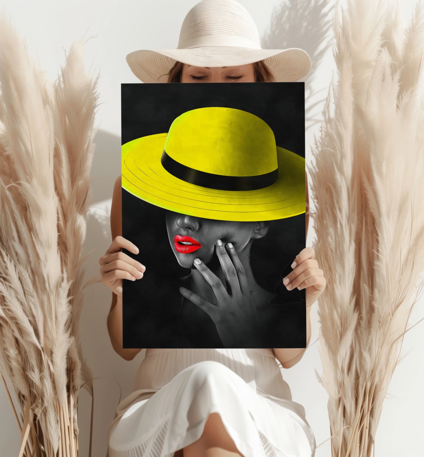 Woman with Yellow Hat Aluminum Print.