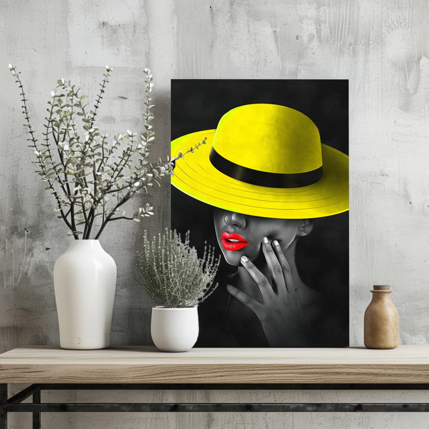 Woman with Yellow Hat Aluminum Print.