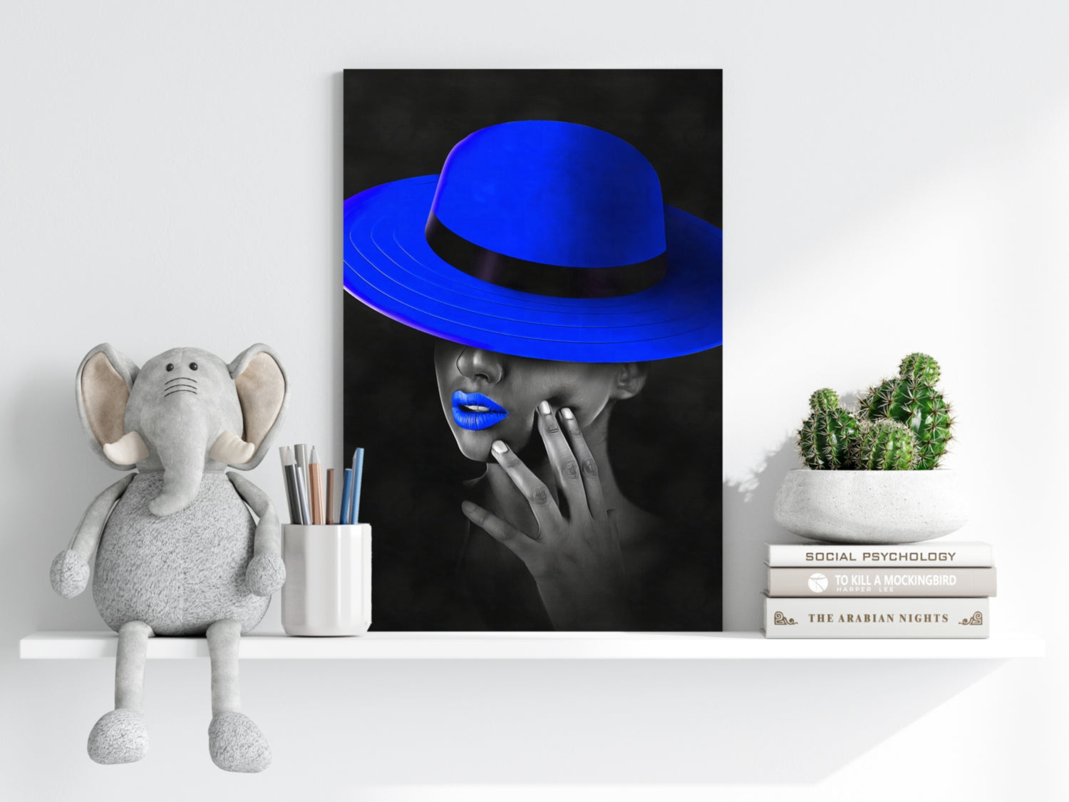 Woman with Blue Hat Aluminum Print.