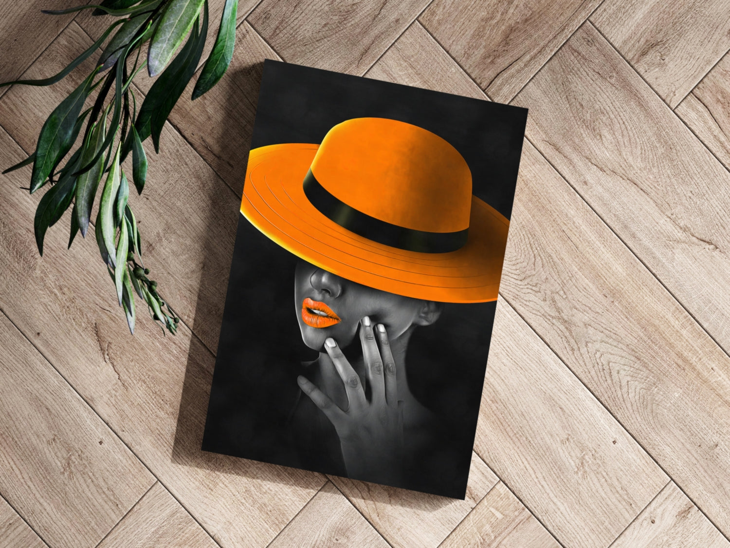 Woman with Orange Hat Aluminum Print.