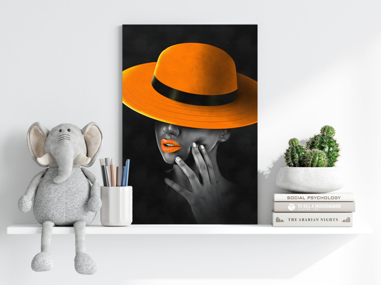 Woman with Orange Hat Aluminum Print.