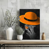 Woman with Orange Hat Aluminum Print