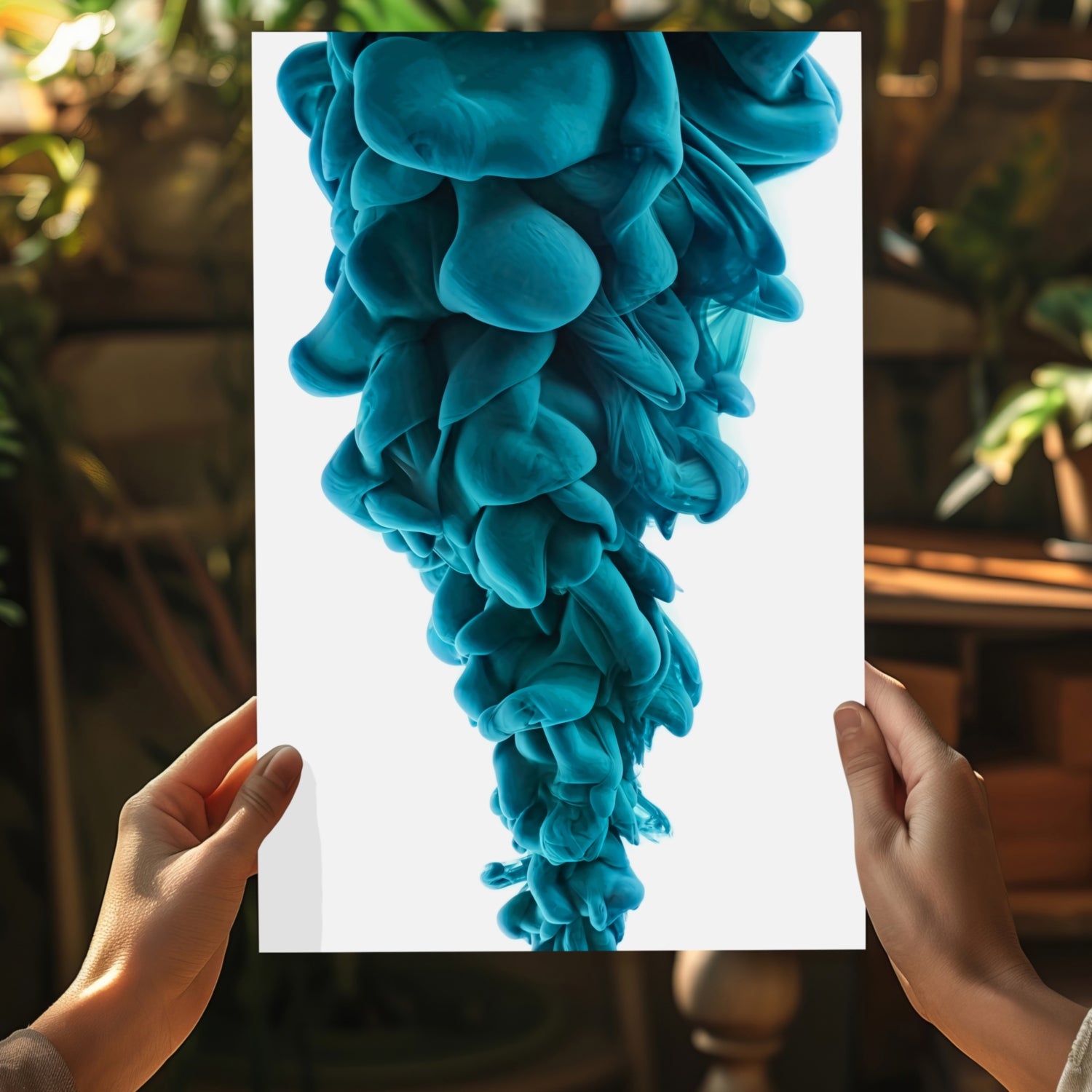 Teal Smoke Aluminum Print.