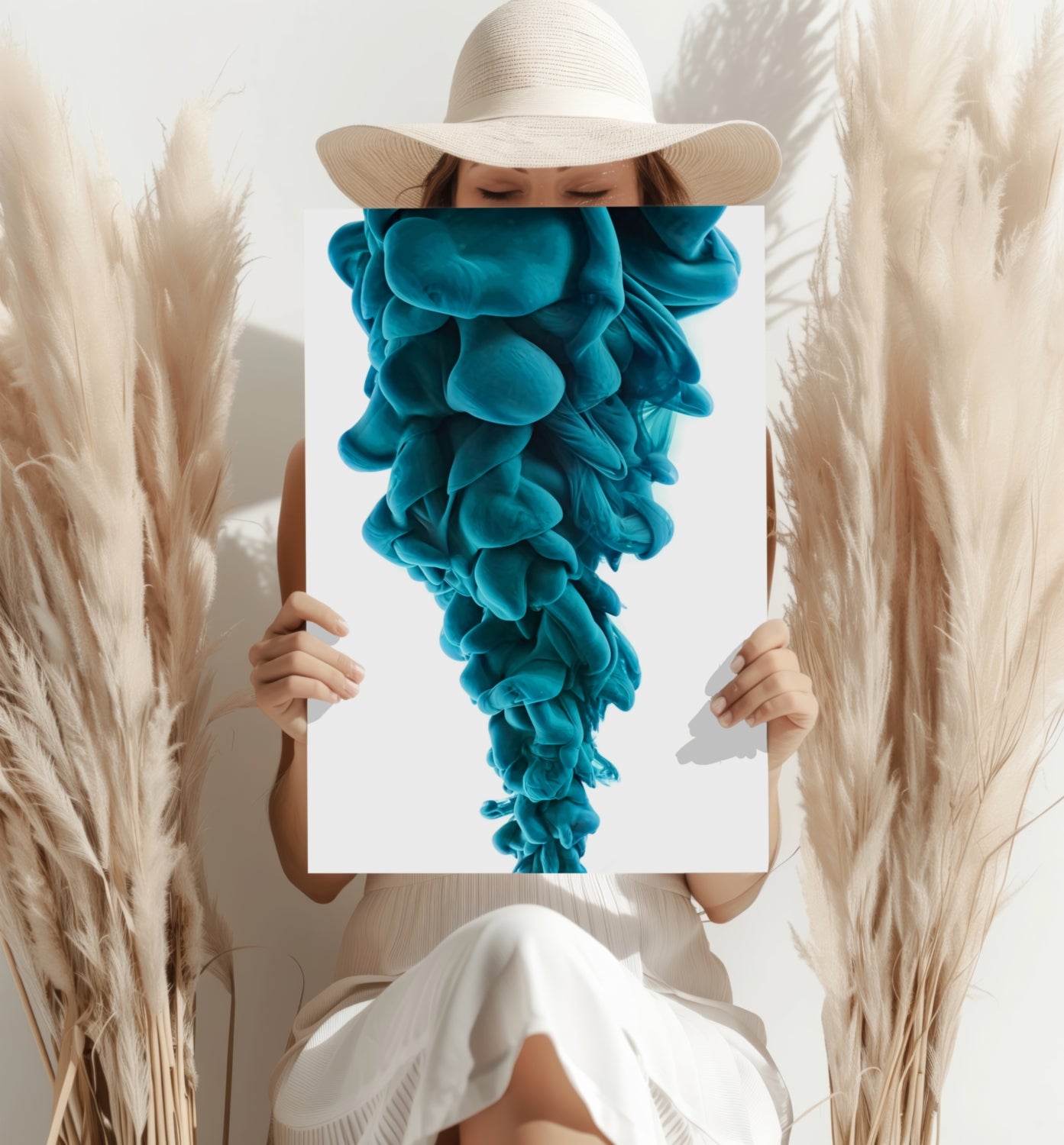 Teal Smoke Aluminum Print.