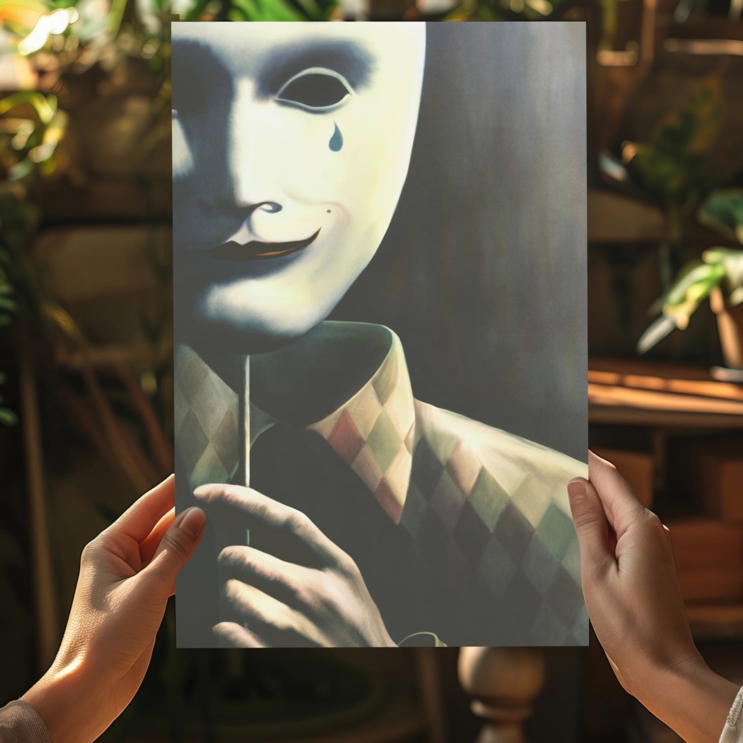 Mask of Reality Aluminum Print.