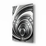 Black-and-white panel bringing architectural drama to a contemporary entryway