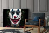 Joker artwork anchoring a wall with bold cinematic palette