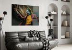 Joker panel adding editorial mood to a games room