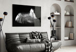 Feather panel adding editorial mood to a powder room