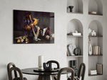 Hatter glass print enhancing a foyer with cinematic drama