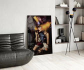 Cigar Hatter glass print enhancing a creative office with cinematic drama
