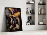 Cigar Hatter artwork anchoring a wall with moody theatrical palette