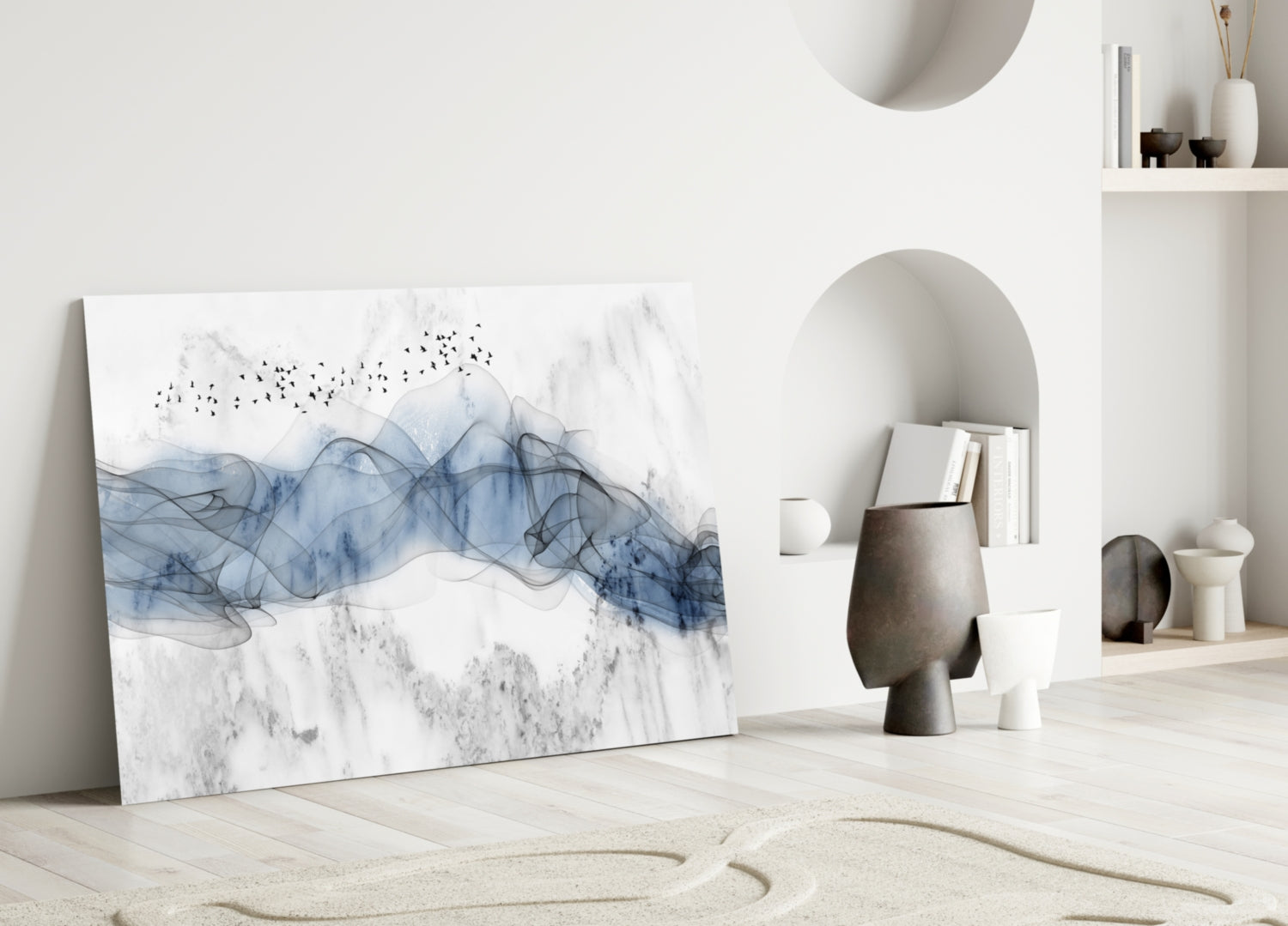 Blue Fog Glass Wall Art.