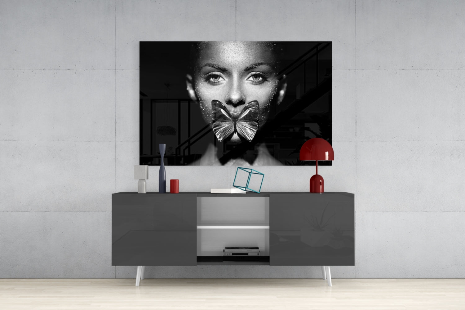 Butterfly Woman Glass Wall Art.