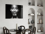 Butterfly Lips glass print enhancing a foyer with cinematic drama