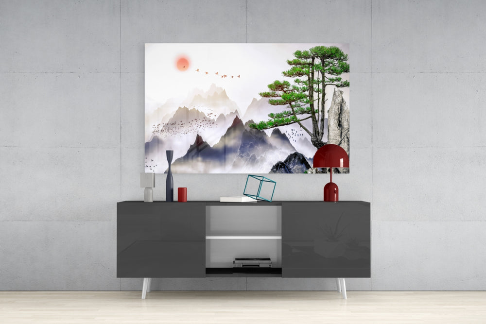 Abstract Forest Glass Wall Art.