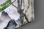 Mountain Pine panel catching gallery light to reveal its tactile wash