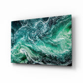 Aerial-abstract panel bringing coastal drama to a contemporary spa interior