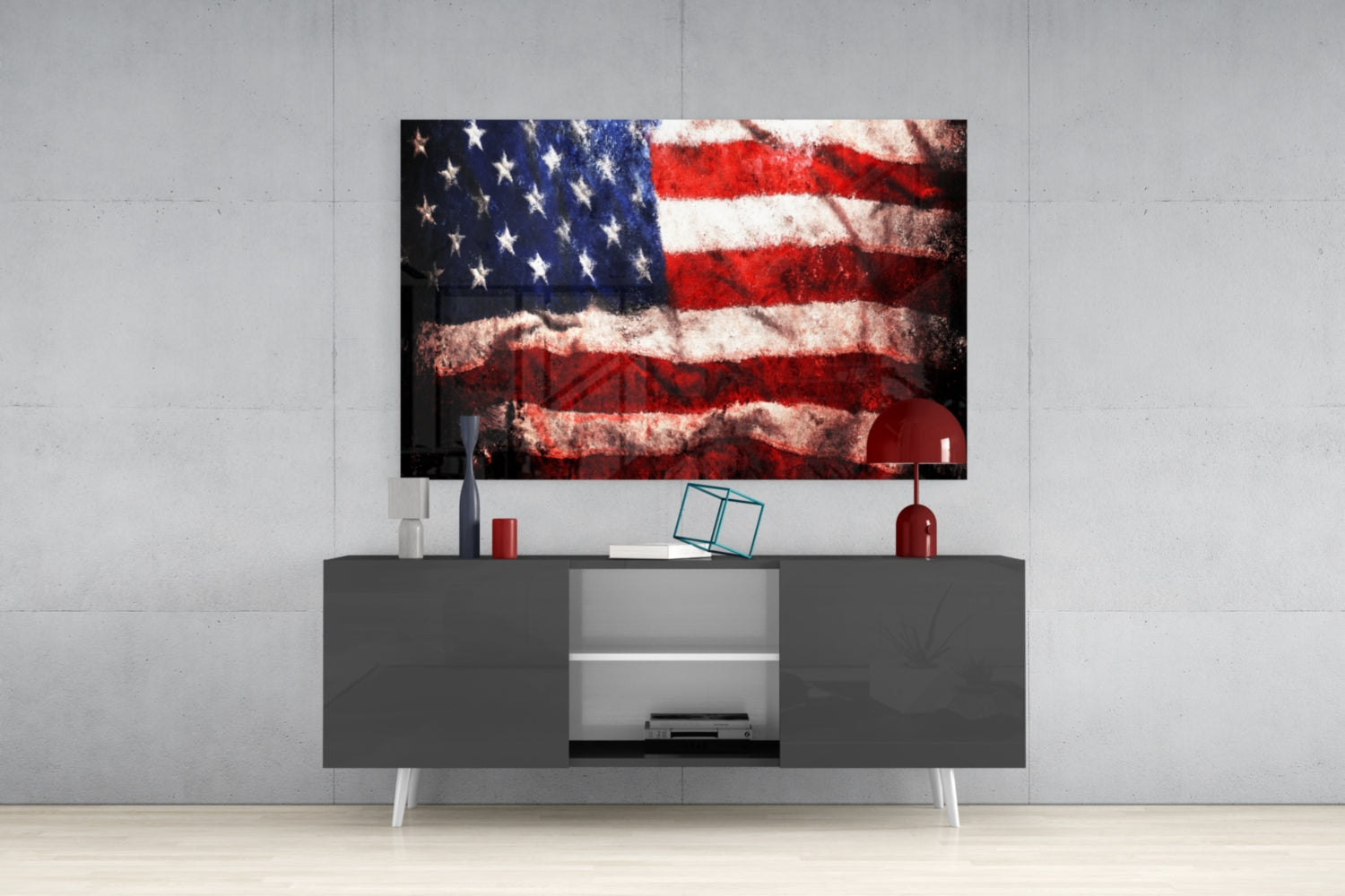 USA Flag Glass Wall Art.