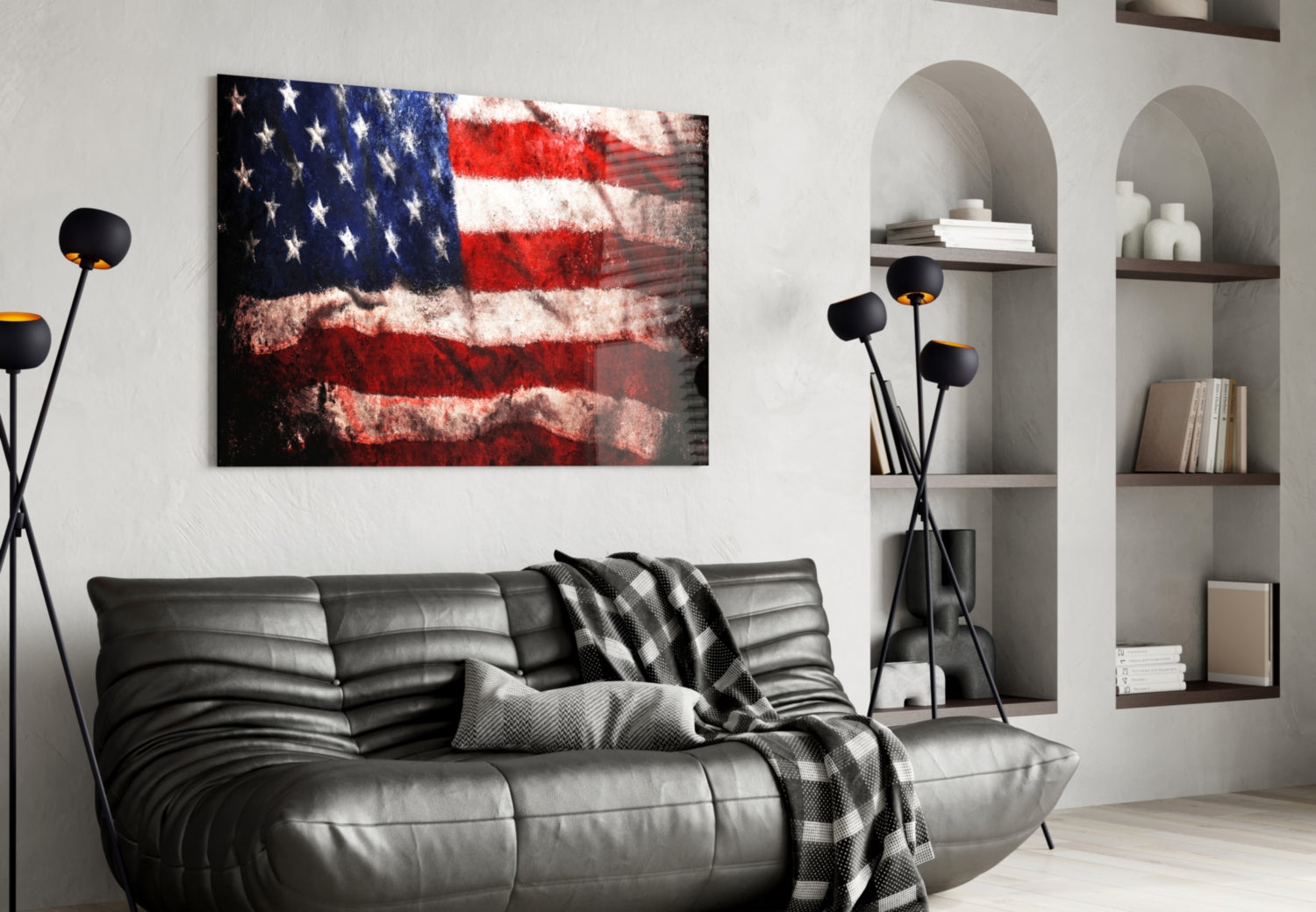 USA Flag Glass Wall Art.