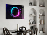 Neon Ring glass print enhancing a creative office with editorial drama