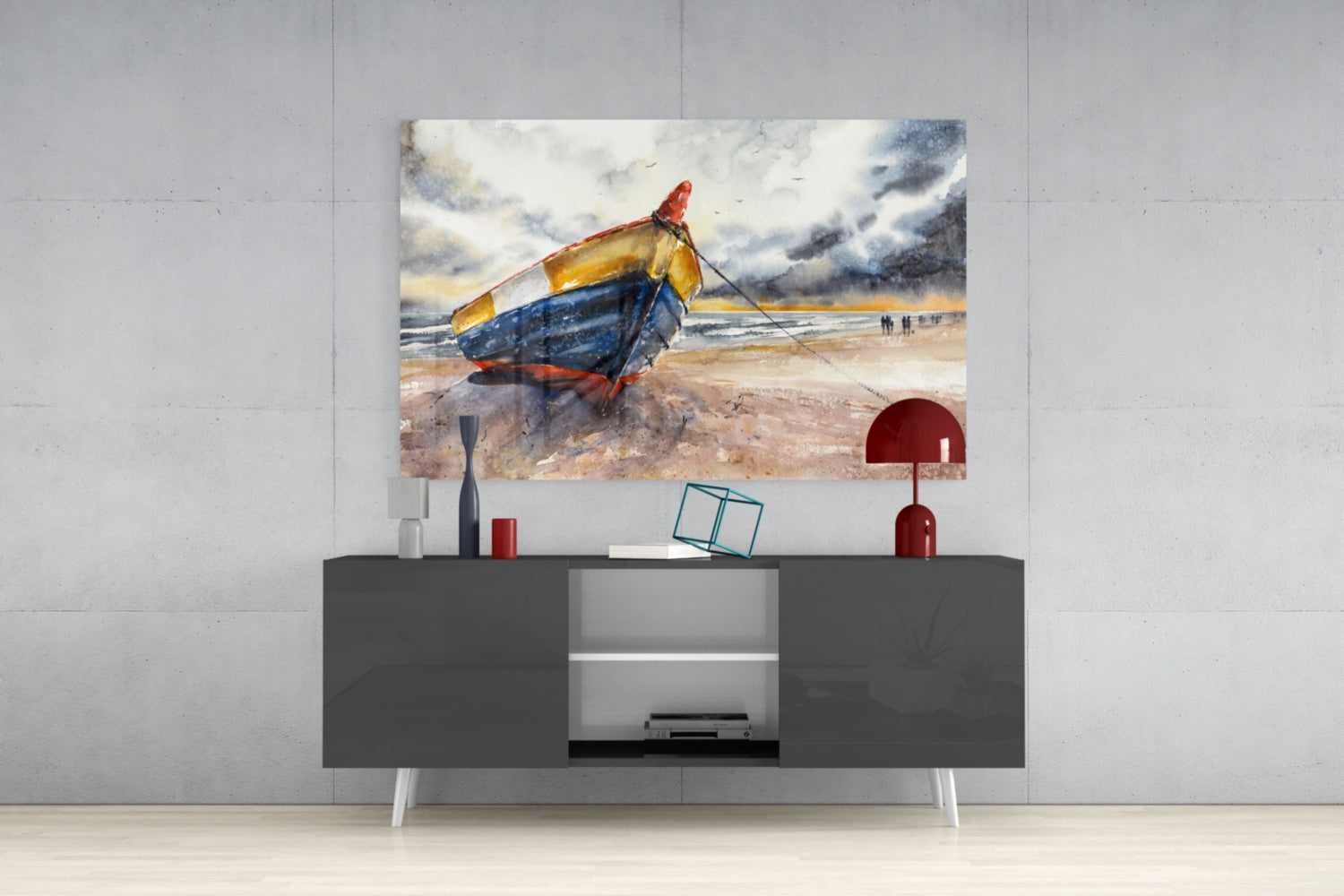 Solo Canoe Glass Wall Art.