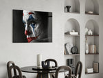 Joker Sketch glass print enhancing a creative office with noir drama