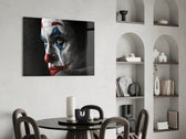 Joker Sketch glass print enhancing a creative office with noir drama
