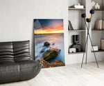 Coast Sunset glass print enhancing a study with editorial spirit