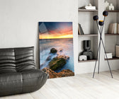 Coast Sunset glass print enhancing a study with editorial spirit