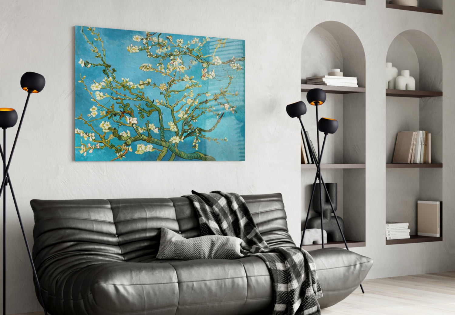 White Flowers Glass Wall Art.