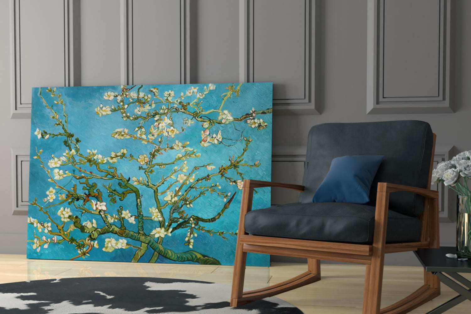 White Flowers Glass Wall Art.