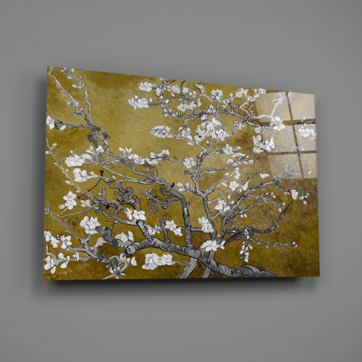 White Flowers Glass Wall Art.