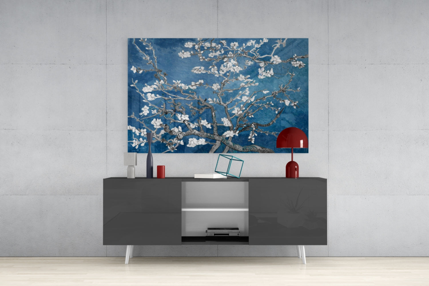 White Flowers Glass Wall Art.