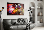 Wolf panel adding cosmic mood to a teen room