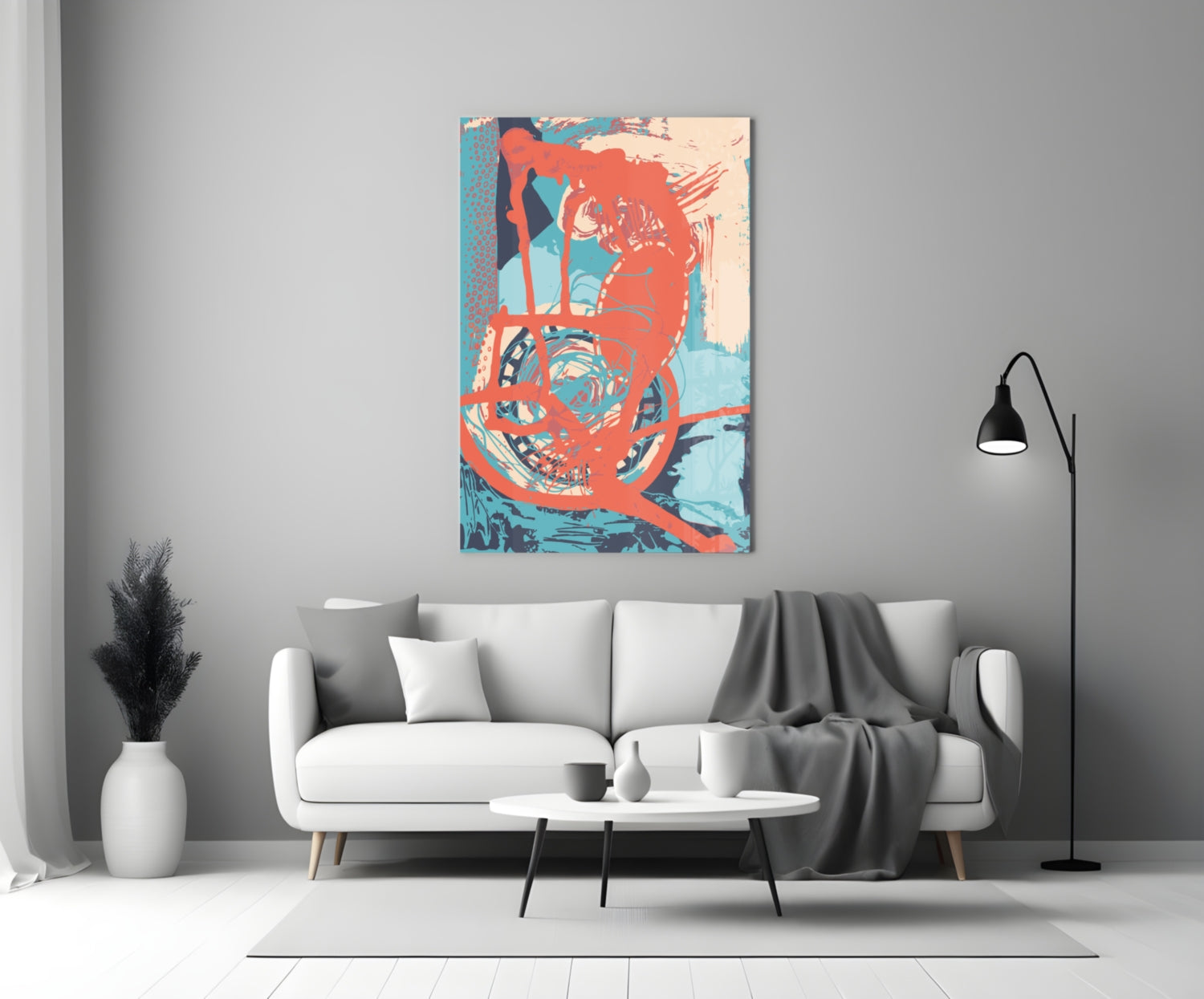 Abstract Colors Glass Wall Art.