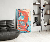 Cycle glass print enhancing a foyer with editorial drama