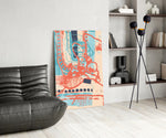 Scribble glass print enhancing a foyer with editorial drama