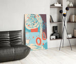 Doodle glass print enhancing a girl's room with editorial spirit