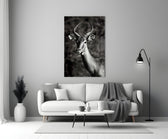Impala glass wall art styled above a sideboard in a study