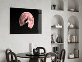 Pink Moon Wolf glass print enhancing a foyer with editorial drama