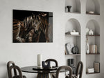 Zebras glass print enhancing a foyer with editorial drama