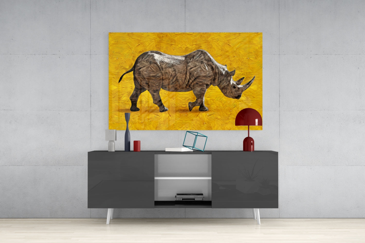 Rhino Glass Wall Art.