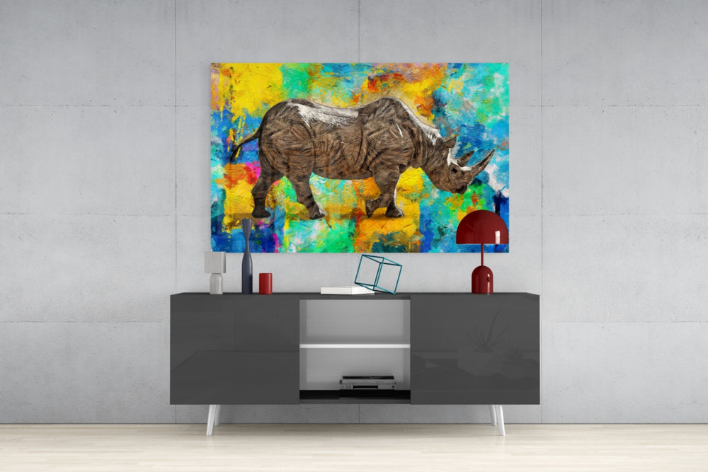 Rhino Glass Wall Art.